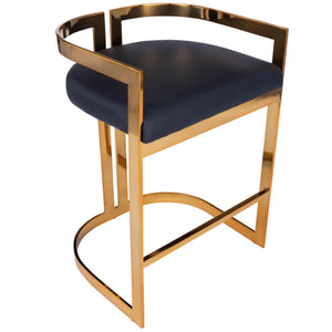 HomeRoots 28" Black and Gold Iron Low Back Counter Chair - Stylish, Durable Seating for Modern Spaces 389129