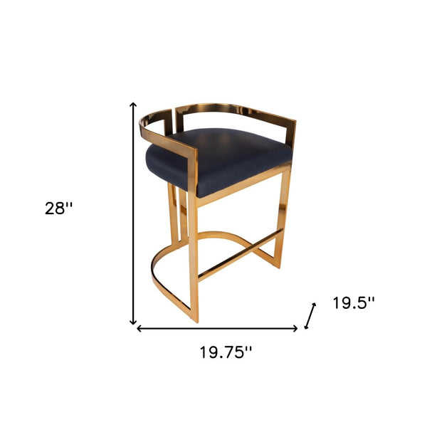 HomeRoots 28" Black and Gold Iron Low Back Counter Chair - Stylish, Durable Seating for Modern Spaces 389129