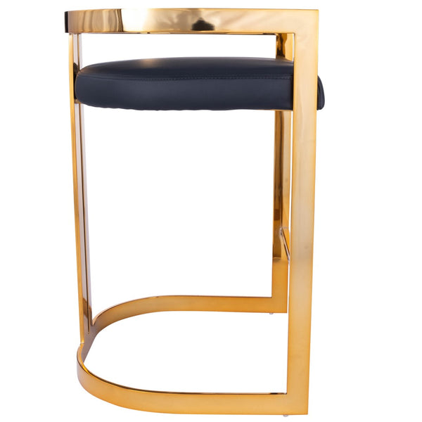 HomeRoots 28" Black and Gold Iron Low Back Counter Chair - Stylish, Durable Seating for Modern Spaces 389129
