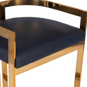 Homeroots 28" Black And Gold Iron Low Back Counter Height Bar Chair  Iron 389129