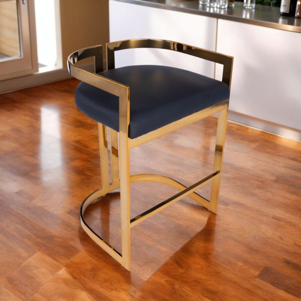 HomeRoots 28" Black and Gold Iron Low Back Counter Chair - Stylish, Durable Seating for Modern Spaces 389129