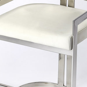 Homeroots 28" White And Silver Stainless Steel And Iron Low Back Counter Height Bar Chair  Stainless Steel 389130
