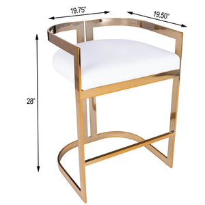 Homeroots 28" White And Gold Iron Low Back Counter Height Bar Chair  Iron 389131