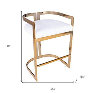 HomeRoots 28" Modern Glam White and Gold Low Back Iron Counter Height Bar Chair for Stylish Dining Spaces 389131