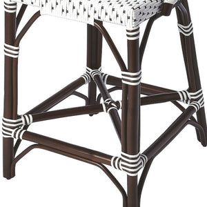 Homeroots 28" White And Dark Brown Heavy Duty Rattan Bar Chair  Rattan 389134