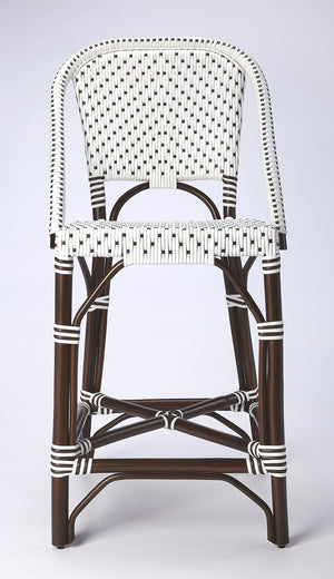 Homeroots 28" White And Dark Brown Heavy Duty Rattan Bar Chair  Rattan 389134