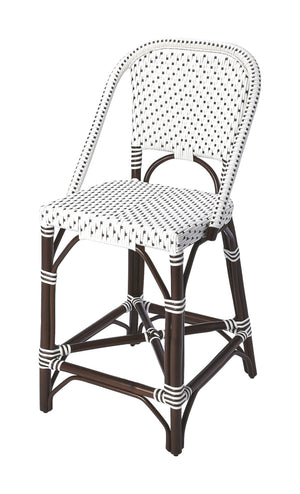 Homeroots 28" White And Dark Brown Heavy Duty Rattan Bar Chair  Rattan 389134