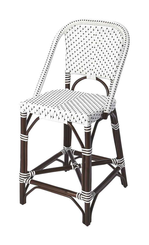 Homeroots 28" White And Dark Brown Heavy Duty Rattan Bar Chair  Rattan 389134