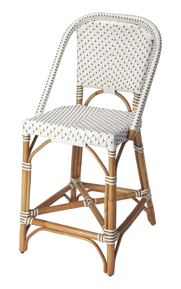 Homeroots 28" White And Natural Heavy Duty Rattan Bar Chair  Rattan 389135