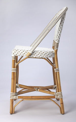Homeroots 28" White And Natural Heavy Duty Rattan Bar Chair  Rattan 389135