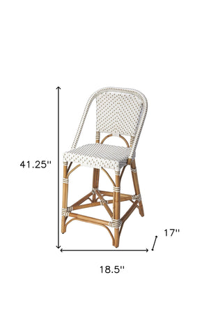 Homeroots 28" White And Natural Heavy Duty Rattan Bar Chair  Rattan 389135