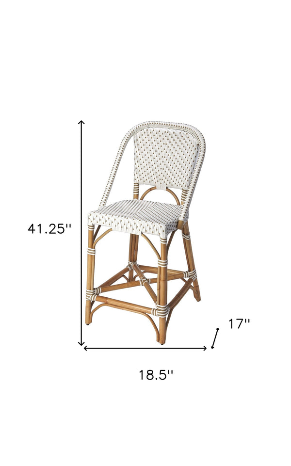 Homeroots 28" White And Natural Heavy Duty Rattan Bar Chair  Rattan 389135