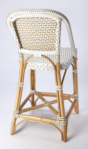 Homeroots 28" White And Natural Heavy Duty Rattan Bar Chair  Rattan 389135