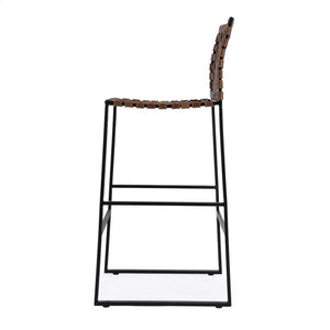 HomeRoots 28" Brown and Black Leather Bar Chair - Stylish Iron Frame, Ergonomic Design for Comfort & Durability 389136