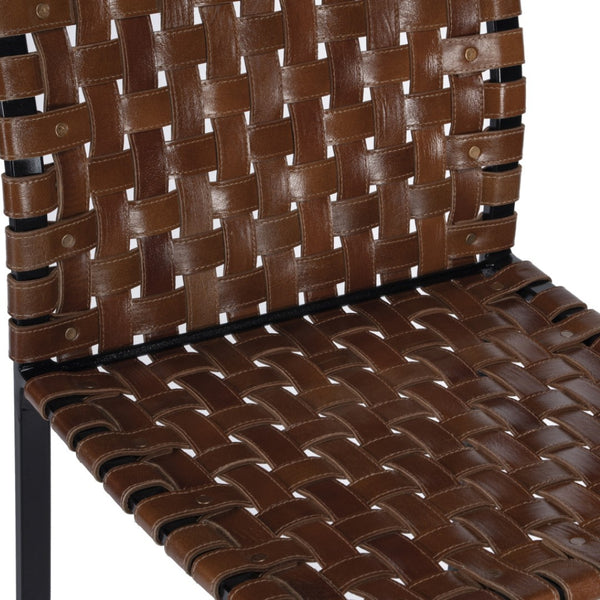 HomeRoots 28" Brown and Black Leather Bar Chair - Stylish Iron Frame, Ergonomic Design for Comfort & Durability 389136