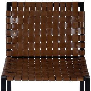 HomeRoots 28" Brown and Black Leather Bar Chair - Stylish Iron Frame, Ergonomic Design for Comfort & Durability 389136
