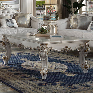 English Elm Antique Pearl Coffee Table – Elegant Scrolled Leg Design For Timeless Charm In Any Living Space B062P209127
