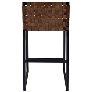 Homeroots 36" Brown And Black Leather And Iron Bar Chair   389137