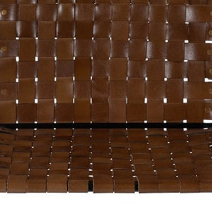 Homeroots 36" Brown And Black Leather And Iron Bar Chair   389137