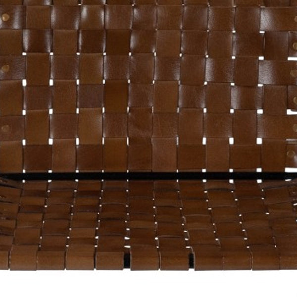 Homeroots 36" Brown And Black Leather And Iron Bar Chair   389137