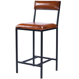 Homeroots 27" Brown And Black Manufactured Wood And Iron Bar Chair  Iron 389138