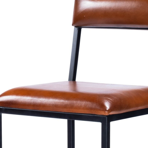 HomeRoots 27" Stylish Brown and Black Bar Chair - Contemporary Manufactured Wood and Iron Design for Comfort! 389138