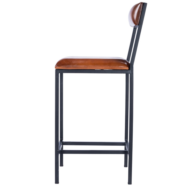 Homeroots 27" Brown And Black Manufactured Wood And Iron Bar Chair  Iron 389138