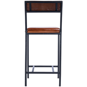 Homeroots 27" Brown And Black Manufactured Wood And Iron Bar Chair  Iron 389138