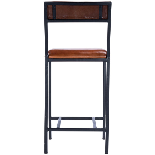 Homeroots 27" Brown And Black Manufactured Wood And Iron Bar Chair  Iron 389138