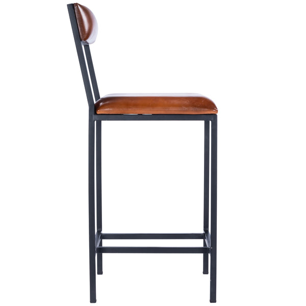 Homeroots 27" Brown And Black Manufactured Wood And Iron Bar Chair  Iron 389138