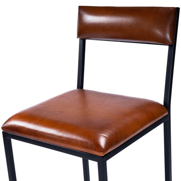 Homeroots 27" Brown And Black Manufactured Wood And Iron Bar Chair  Iron 389138