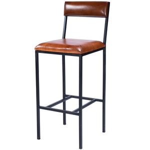 Homeroots 32" Brown And Black Manufactured Wood And Iron Bar Chair   389139