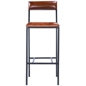 Homeroots 32" Brown And Black Manufactured Wood And Iron Bar Chair   389139
