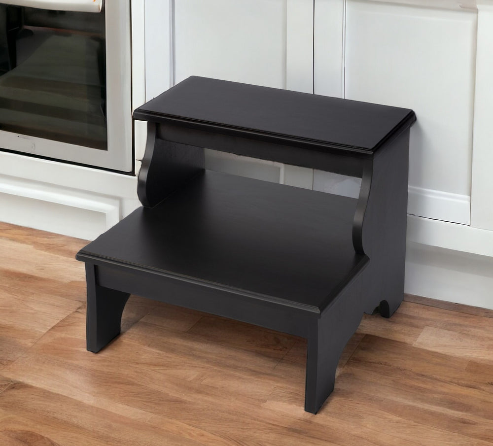 Homeroots 18" Dark Brown Wood Step Stool   389141