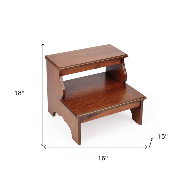 Homeroots 15" Brown Solid And Manufactured Wood Step Stool   389145