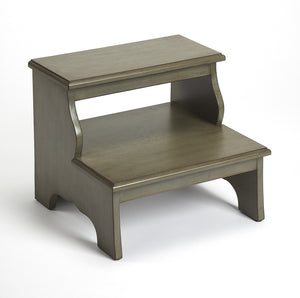 Homeroots Handcrafted Silver Satin Step Stool  Mdf 389147