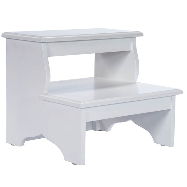 Homeroots 18" White Wood Footstool   389148