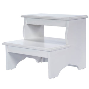 Homeroots 18" White Wood Footstool   389148