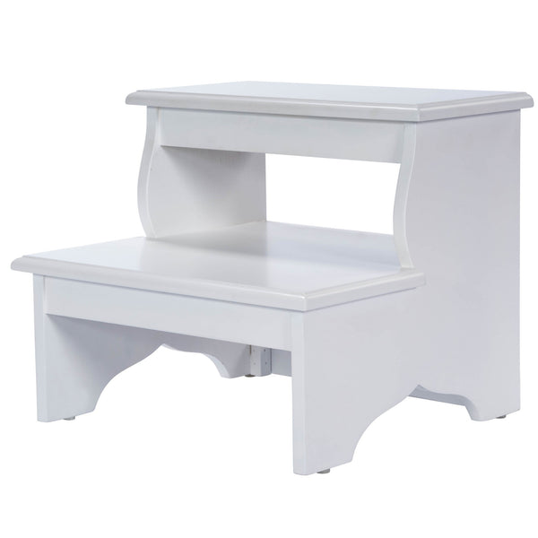 Homeroots 18" White Wood Footstool   389148