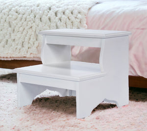Homeroots 18" White Wood Footstool   389148