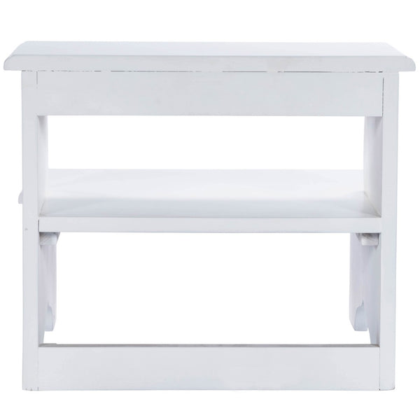 Homeroots 18" White Wood Footstool   389148