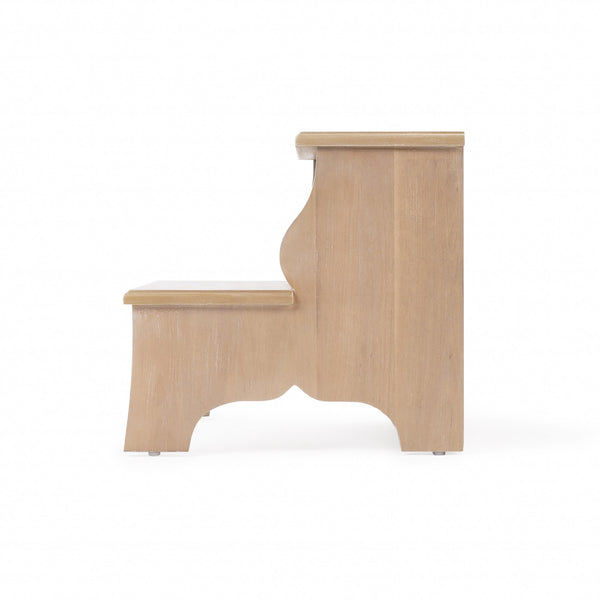 Homeroots 15" Natural Solid And Manufactured Wood Step Stool  Mdf 389150