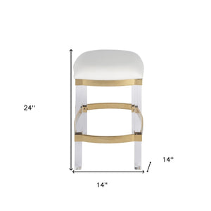 HomeRoots 24" Sleek White and Clear Stainless Steel Backless Bar Chair for Modern Kitchen or Home Bar Use 389151