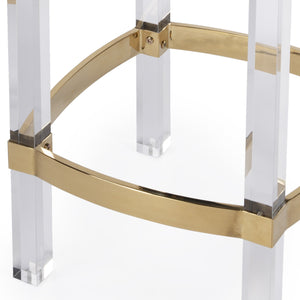 Homeroots 24" White And Clear Acrylic Backless Counter Height Bar Chair  Stainless Steel 389151