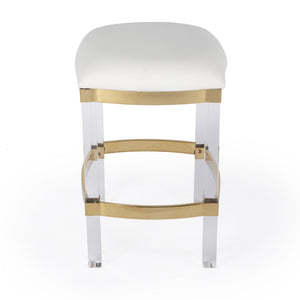 Homeroots 24" White And Clear Acrylic Backless Counter Height Bar Chair  Stainless Steel 389151