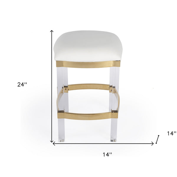 Homeroots 24" White And Clear Acrylic Backless Counter Height Bar Chair  Stainless Steel 389151