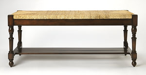 Homeroots 48" Natural And Brown Distressed Wicker Bench  Solid Wood 389161