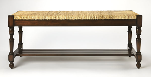 Homeroots 48" Natural And Brown Distressed Wicker Bench  Solid Wood 389161