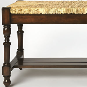 Homeroots 48" Natural And Brown Distressed Wicker Bench  Solid Wood 389161