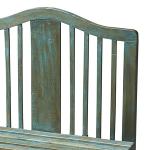 Homeroots Antiqued Blue Solid Wood Bench  Solid Wood 389166